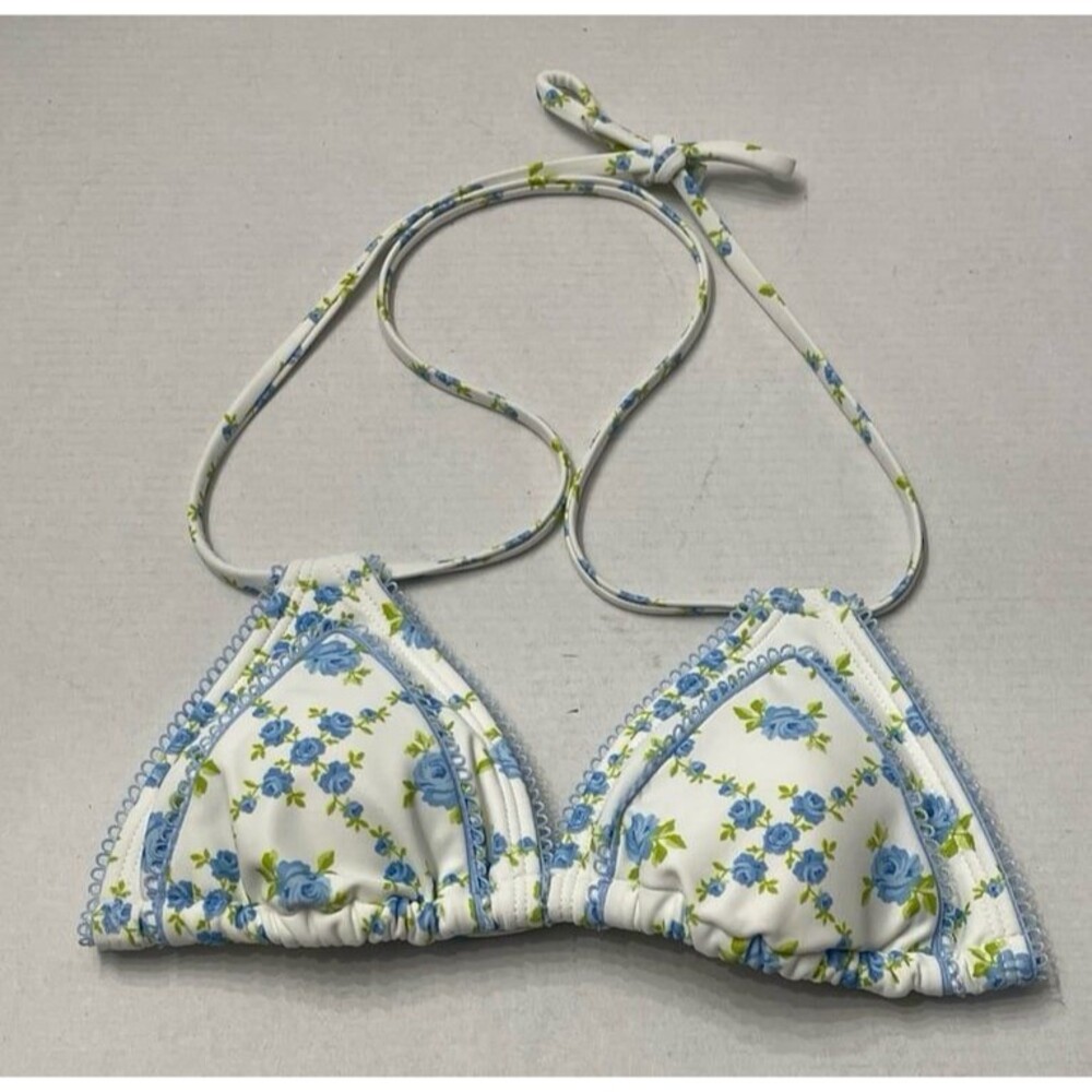 Wild Fable Picot Trim Double Strap Triangle Bikini Top Size Small XXS (00) New